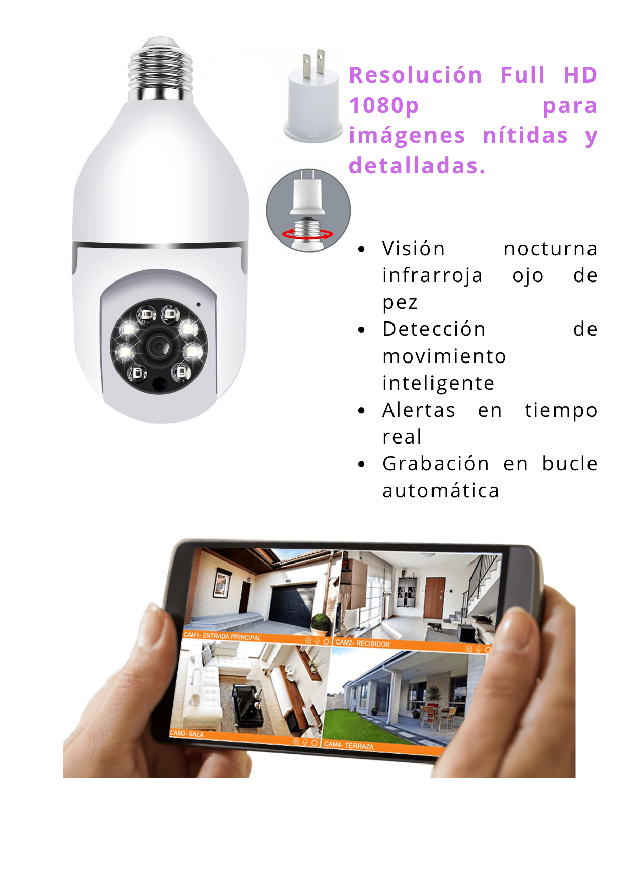 CAMARA DE SEGURIDAD TIPO BOMBILLO